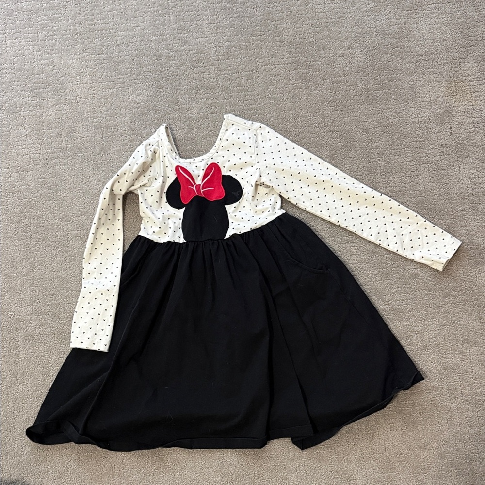 Hanna Andersson Minnie Black and White Dress with Red Bow